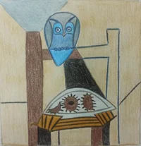 Алёна909 - Пикассо (Натюрморт с совой и морскими ежами).webp
