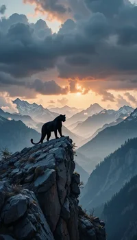 Черная пантера на вершине горы ⛰️.webp