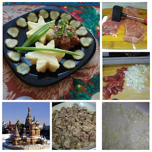 Бефстроганов из говядины с картофельным пюре.