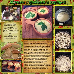 Жульен с курицей и грибами.
