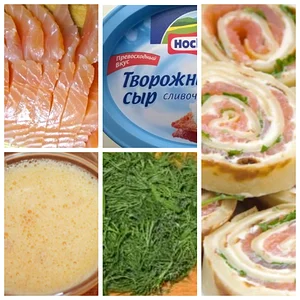 Омлет с красной рыбой (рулет)