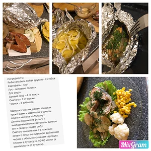 Запечённая рыба с картошкой